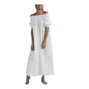 NWOT Hill House Medium The Caroline Nap Dress Semi-Sheer White Swiss Dot Smocked